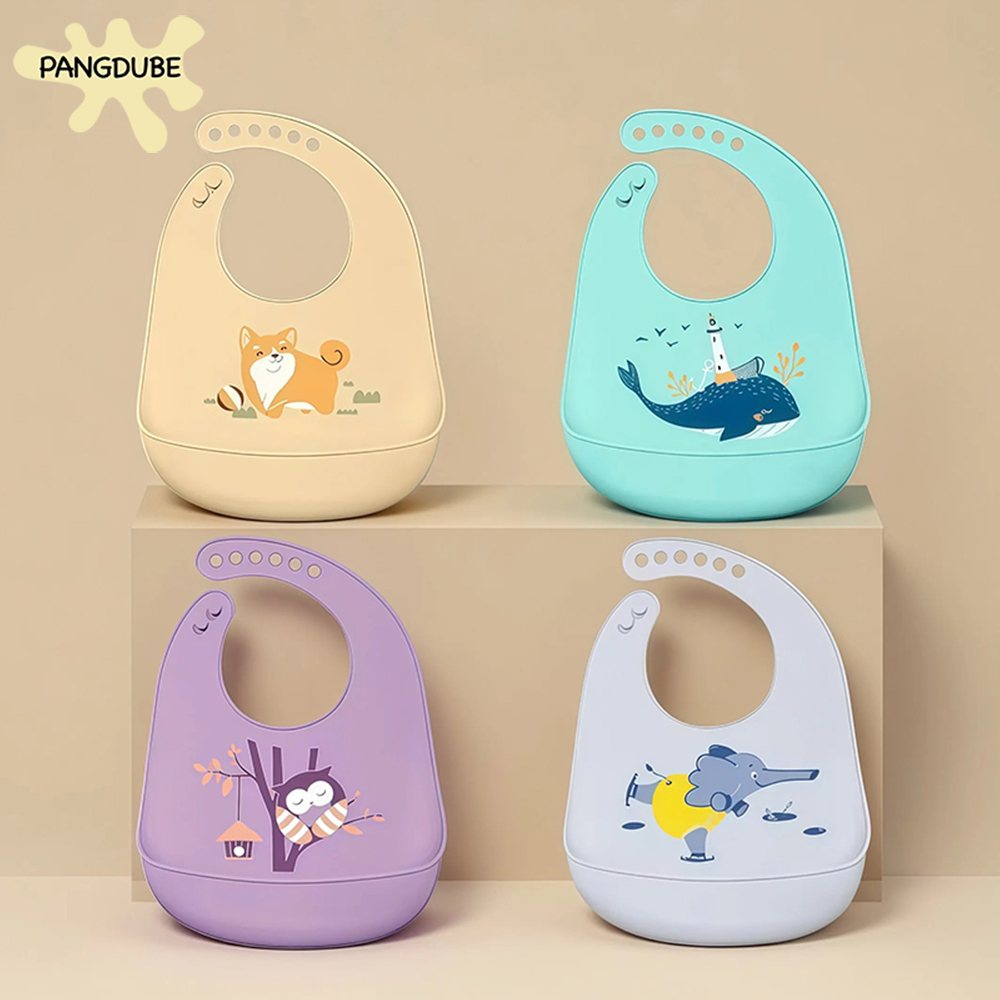 Waterproof Baby Bibs Silicone - PANGDUBE 베이비 턱받이 방수 실리콘 조절