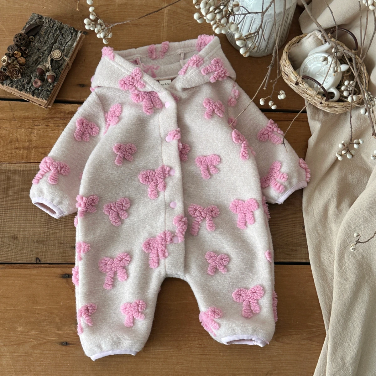 아기 소녀용 후드 점프수트, 3D 리본 자수 장식, 긴 - Newborn Baby Girl Romper Floral 리뷰 및 가격