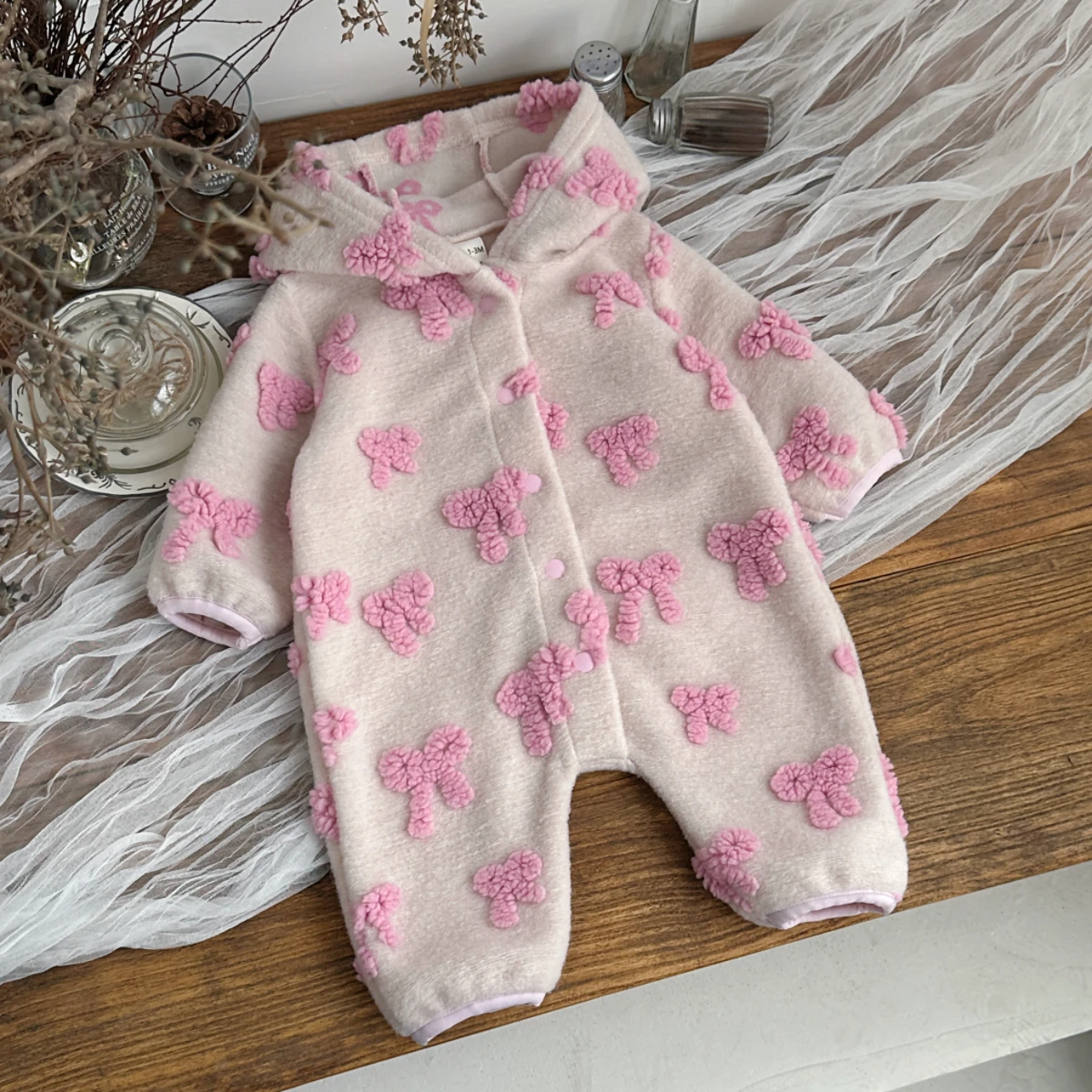 아기 소녀용 후드 점프수트, 3D 리본 자수 장식, 긴 - Newborn Baby Girl Romper Floral 리뷰 및 가격