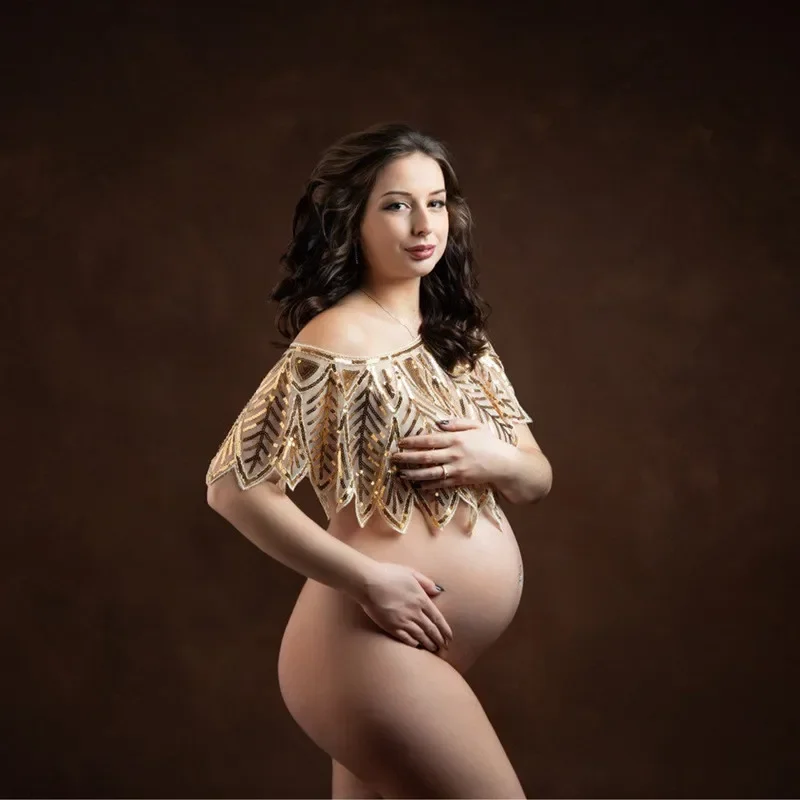 임신 한 여성을위한 출산 사진 케이프 스팽글 탑 사진  - Maternity Wear 리뷰 및 가격