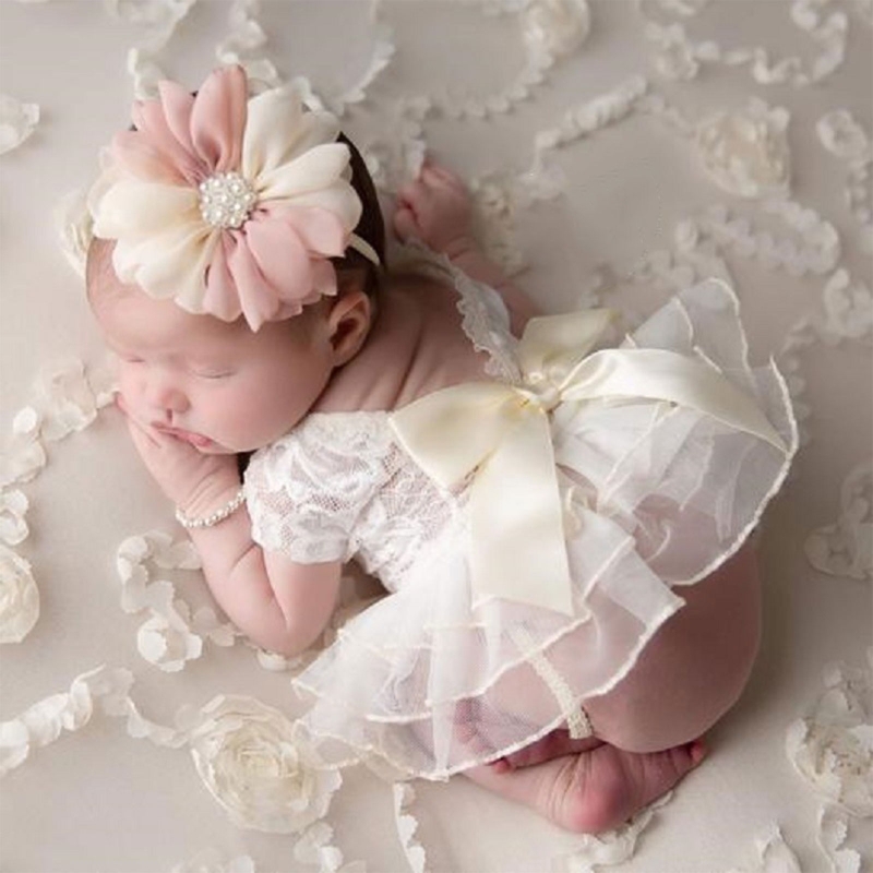 아기 사진 소품 복장 레이스 나비 매듭 스커트 꽃 머리 - Infant Photography Props Outfit 리뷰 및 가격